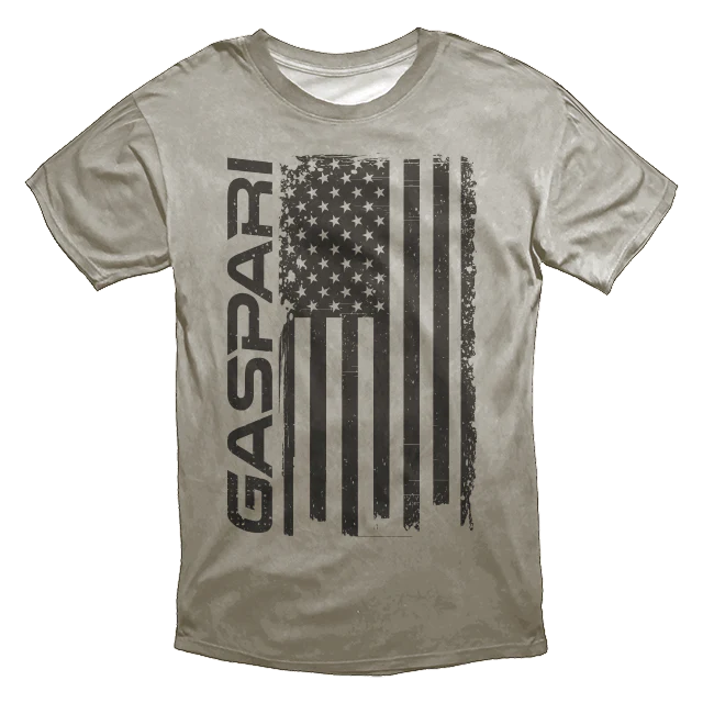Gaspari 'Merican Flag T-shirt - Stone Wash Gray